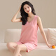 Haoye Haoye Kleidungsstil Summer Breast Pad Frauenpyjamas enge Baumwoll -Hosenträger Weste Shorts süßer Hauskleidung kann außerhalb von W6169 (mit Brustpolster) M getragen werden
