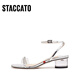 Sijiatu 2025 summer new fairy style oxygen shoes one-strip sandals French elegant women's shoes EF701BL5 clear silver 36
