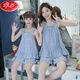 Langsha Summer Girls Pajamas 2025 Новая детская тонкая стропа домашняя одежда в корейском стиле в стиле принцессы для принцессы и дочери родитель-кильд-деть тренд LD11303-Apricot Flowers [Style] S (150) Повторный размер
