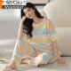 
Modal pajamas women's summer pure cotton thin cute short-sleeved trousers for outerwear set Spring and Autumn loose summer home clothes Y9716 2XL (recommended 130-145 Jin [Jin equals 0.5 kg])