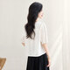 
Cypress House round neck shirt 2025 summer new women's simple embroidered retro short-sleeved literary top