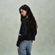 OCHIRLY 100% wool small fragrance style knitted jacket cardigan top contrasting color for women 2025 summer new style black M
