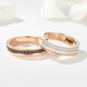 Chishe 18K rose gold nail pattern ceramic ring natural diamond women's ring two-color gold platinum couple ring Au750 18K rose gold black ceramic (light gold) women's size 10