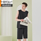 
Modallan Fine Cotton Pajamas Men's Summer New Vest Shorts Set Cool Men's Pajamas Home Clothes Can Be Wear Outside Light Gray/Rock Gray BXM677B L Suitable for 100-130Jin [Jin equals 0.5 kg]