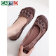 CARTELO genuine leather ethnic style light mouth shoes for women's shoes with non-slip beef tendon soft-soled cowhide leather single shoes with one foot flat heel middle-aged and elderly mothers' shoes yellow 9756 39
