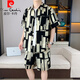 皮尔卡丹（pierre cardin）夏季冰丝短袖衬衫套装男士休闲运动沙滩半袖衬衣搭配短裤一整套潮 679黑色套装 4XL 175-190斤
