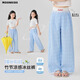 Moonkids Girls Wide-Bein Hosen Sommer dünne Kindereis Ice Seide Cool Casual Hohose Baby Girl 2025 Sommer Lose Hosen 15277 Pink Wide-Big Hosen 110 cm