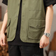 Jeep (JEEP) Vest Men's Spring and Autumn Casual Fishing Vest Workwear Multi-Pocket Fishing Suit Sleeveless Jacket Khaki L