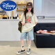 迪士尼（Disney）网红杏色涂鸦纯棉儿童t恤短袖夏季中大童宽松公主风潮流外穿上衣 3527杏色【纯棉T恤】 100 【建议体重24-30斤】