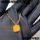 KZD sand gold brushed sugar cube pendant gold quality flash necklace gold plated niche fashion 45cm