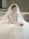 DRJEFUN marriage certificate registration bride soft veil wedding dress fluffy headdress high-definition short style proposal travel photo plain gauze simple -80cm