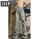 Jeep Spirit Jeep Flame Jeep Jeep Jeans Tendencia de verano para hombres Pantalones heterosexuales Style High Street 692-Black M [85-100Jin [Jin equivale a 0.5 kg]]