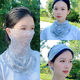 Bohai Chao sunscreen veil women's summer mask face mask driving ice silk face covering thin sun mask neck scarf cover rose white