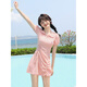 2025 new swimsuit for women summer one-piece student cute conservative slim belly hot spring girl internet celebrity style swimsuit + electroplated swimming goggles + swimming cap + nose clip + earplugs M M weight 70-93 Jin Jin is equal to 0.5 kg. If you are slightly fat, choose one size larger
