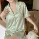 Modal Pyjamas für Frauen im Sommer, Ice Seide Cool und White Feel Green Home-Kleidung kurzärmelige Anzüge können außerhalb von 9221 Green M getragen werden [vorgeschlagen 80-95 Jin [Jin entspricht 0,5 kg]]