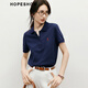 Red sleeves unique and super beautiful versatile T-shirt 2025 summer new women's clothing MIU contrast embroidered short-sleeved POLO collar top cherry blossom powder 6173 L