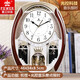 Wohnzimmer Pendulum Uhr Kreative Wanduhr Musik Zeituhr Dekoration Haushalt Hängende Uhr Personalisierte europäische stille Quarz -Uhr Golden Flat Pendulum + 16 Erste Programmkontrolle Musik 6173APMK 16 Zoll