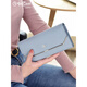 Jinlilai Wallet Damen Long Leder 2025 Neue Mode einfache dreifache Kupplung Kupplung Kupplung Kupplung Clutch Manschette [Pink Taro Farbe] [große Kapazität 9 Karten]