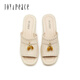 Joy/peace 2025 summer new retro fashionable sheep leather wedge flip flops sandals for women 25051BT5 [pre-sale] apricot color 37