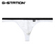 G-STATION satin feel, silky and comfortable Super Shine sexy men's thong with bulging bag singlet too small blue L