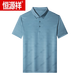 Hengyuanxiang high-end jacquard 100% mulberry silk short-sleeved T-shirt for men middle-aged summer casual silk thin polo shirt BY6218-Molan L 170/50 [suitable for weight 120-135 Jin [Jin equals 0.5 kg]]
