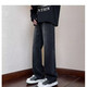 美式复古高街嘻哈春夏季渐变黑灰牛仔裤男宽松直筒阔腿潮长裤子男 XBNDMNZ-757黑色 S