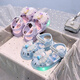 JIEMIEN Lighted Baotou Girls Sandals Crystal Shoes 2025 Summer New Elsa Princess Shoes Soft Sole Anti-Slip Baby Shoes D28. Blue 27 Shoe Inner Length 16.9CM