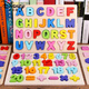Disney abcd letter toy wooden numbers children's recognition number pinyin 26 English wooden board puzzle building block toy capital letters