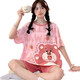 Opeodly 2025 new pajamas for women for summer short-sleeved women cute cartoon sweet large-size home clothing set for outside 686 gray cat 2XL [Suggested 125-150Jin [Jin equals 0.5 kg]]