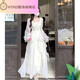 HTKD ESCAPED PRINCESS Vestido 2024 Nuevo diseño de vestido de novia de primavera de manga corta Sentí que la cintura abrazan el primer amor Gentle White Moonlight Off-White Vestido único M 100-110Jin [Jin iguala 0.5 kg]