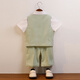 Luobobe (Luobobeibei) Kinderanzug Sommerkleid Kurzarm Weste Set Jungen Klavier Performance Kleidung Grün Vier-teiliger Set 130