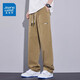 Pure cotton straight casual pants for men 2025 new trendy loose autumn thin sports high-end long pants khaki breathable thin L recommended 110-130Jin Jin equals 0.5 kg