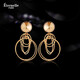 Eternelle French Eternal European and American Retro Earrings 2025 New Trendy Earrings Niche Design Circle Earrings Champagne Color