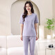 
LangSha pajamas for women for summer thin 2025 new pure cotton short-sleeved trousers home clothing set summer cotton can be worn outside 7374 bean green L 100-120Jin [Jin equals 0.5 kg]