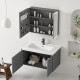 Jiumu Intelligenter Raum Aluminium Badezimmerschrank Badezimmer Keramik integriertes Badezimmer Badezimmer Badezimmerschrank Kombinierter Waschtisch Doppelte Hauptschrank 1047 Keramik Badezimmer + Bogenspiegelschrank (Schrank (