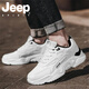 JEEP SPIRIT吉普男鞋夏季2025新款休闲户外跑步运动鞋子男士增高厚底老爹鞋 白黑 42