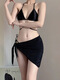 2025 new style split swimsuit for women black gemstone high-end pure lust three-piece strap bikini hot spring swimsuit black M (90-100Jin Jin is equal to 0.5kg)