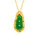 Mingzuan International 18K gold pendant for women au750 Hetian jade inlaid style national style pod pendant neckband for girlfriend birthday gift