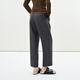 LESS [Same Model in Shopping Mall] 2025 Summer New Wool Casual Straight Cropped Pants Women 2P4E13660 011 Carbon Black XS