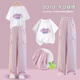 Wonderful Girls Anzug 2025 Sommer Neuer Stil Junior High School Girls Kurzärärmelte Weitbeinhosen Eis Silk Big Children Casual T-Shirt Sommeranzug 15029 Pulver + 9889 Weiß 140 cm