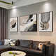 Él Jiangong Black, White y Gris Abstract Sofá Fondo de pared Pintura decorativa Sentón Sala de estar Pintura colgante Moderno Tres JD13782 Izquierda y derecha 40*60 Middle 80*60