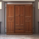 
Youkaji walnut solid wood wardrobe modern Chinese sliding door four-door multi-functional large wardrobe 829# Four door + side + top