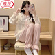
LangSha (LangSha) woven cotton pajamas spring and autumn women's long-sleeved trousers suit summer princess style sweet tulip winter home clothing SSM-838Z M [75-100Jin [Jin equals 0.5 kg]]