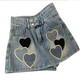 Kaizitu Kaizitu Sommer Neuer Frauenanzug kleine Tragen eine komplette Reihe modischer altersreduzierender Denim-Shorts 2957 Dunkelgraue Kleidung + 7022 gestickte Röcke m