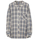 Sancai 2025 new summer style easy-care shirt texture plaid shirt casual loose mid-length shirt M