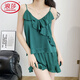 LangSha Light Luxury Pajamas Feminine Summer Thin Ice Silk Student Suspender Shorts Two-piece Set Feeling Home Clothes Black L 100-120Jin Jin is equal to 0.5 kg