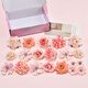 Xinghengmeng Simulada Flor de seda Embalaje de dolor y material de flores falsos Tocado de bricolaje de bricolaje Corsage de boda Material Bag Simulada Flor de seda Naranja Conjunto de color 20 Flores