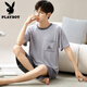 Playboy (Playboy) Herren-Sommeranzug Modal Herren-Pyjamas kurzärmelige Shorts plus eine große lose dünne Heimkleidung 6623 XL 120-140jin [Jin ist 0,5 kg]