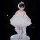 FANCYCHIC Girls Music Box Princess Dress Lolita Wedding Dress with Tail Birthday Dress Zhao Lusi Same Style Children's Dress Music Box White Suspender Dress + Trail + Crown 130