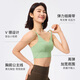 Keep Yoga Bra Women's Spring and Summer Fitness Pilates Thin Belt Beautiful Back Pullover V-Neck Bra Green S